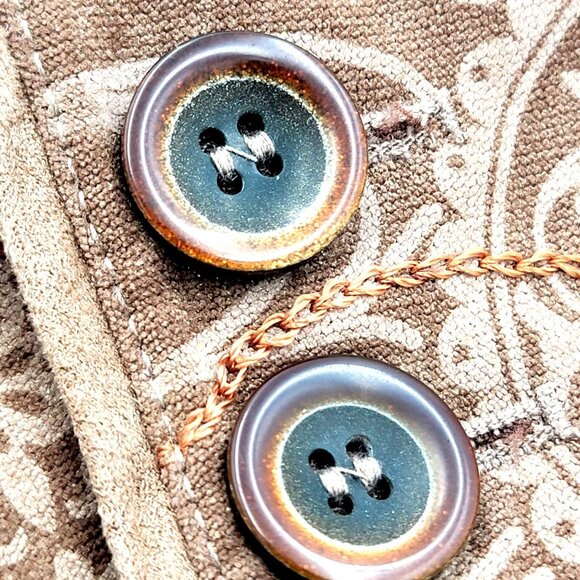 Brown Embroidered Paisley Zip-Up Jacket With High Collar & Back Buttoned details - Picture 8 of 15